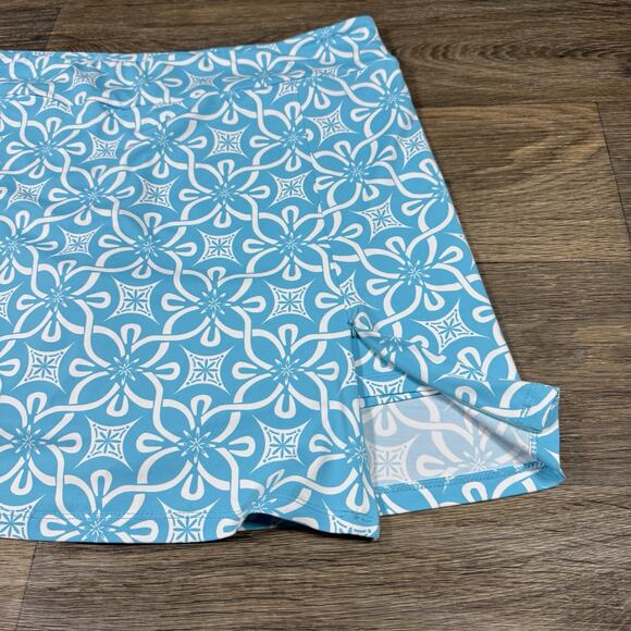 Lulu B L Skort Zippered Thigh Slit Two Zip Pockets Light Blue White UPF 50 - Picture 4 of 11